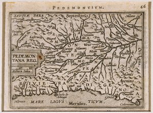 Piemont és Nyugat-Liguria régiók. A Theatrum Orbis Terrarumból, Abraham Orteliustól alkotó: Abraham Ortelius