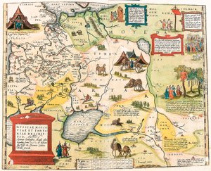Oroszország, Moszkva és Tatár. Antonio Jenkensono Anglo, 1562-ben Londonban kiadva Oroszország területének földrajzi térképe Abraham Ortelius (Oertel, Ortell vagy Ortel) "Theatrum Orbis Terrarum"-ból alkotó: Abraham Ortelius