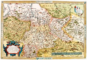 Szászország, Türingia területének térképe Abraham Ortelius (Oertel, Ortell vagy Ortel) "Theatrum Orbis Terrarum"-ból alkotó: Abraham Ortelius