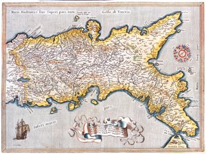 Lazio déli része, Marche déli része, Abruzzo, Molise, Campasnia, Apulia, Basilicata Calabria, Olaszország alkotó: Abraham Ortelius