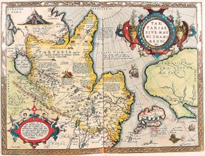 Chami Nagy Királyság Tartarusa Földrajzi térkép a tatár területről Abraham Ortelius (Oertel, Ortell vagy Ortel) "Theatrum of the World"-ből alkotó: Abraham Ortelius