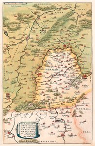 Leírás Geográfiai térkép Vermandois és Pikárdia területén Galliában (Franciaország) Abraham Ortelius (Oertel, Ortell vagy Ortel) "Theatrum Orbis Terrarum"-ból alkotó: Abraham Ortelius