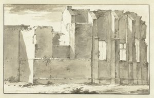 Kilátás a zandvoorti Grote Kerk kórus romjaira