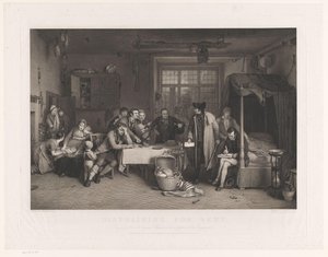 Józan belső tér férfiakkal, akik lefoglalják egy család tulajdonát Kiadó kiadó (cím a tárgyon) alkotó: Abraham Raimbach