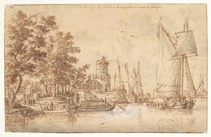 Rajnai táj várral és hajókkal alkotó: Abraham Storck