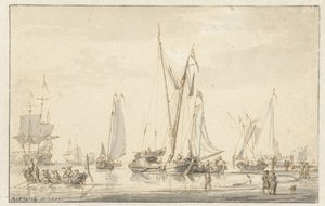 Tengerparti kilátás kikötött hajókkal alkotó: Abraham Storck