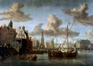 Az amszterdami kikötő festménye: Abraham Storck (1635-1710)
