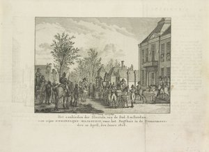 A város kulcsainak átadása Louis Napóleonnak, 1808 Amszterdam város kulcsainak átadása Ő Királyi Felségének, a Regthuis előtt a Diemermeerben; 1808. április 20. (cím a tárgyon) alkotó: Abraham Vinkeles