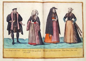 Tizenhatodik századi jelmezek a Kölnben megjelent „Omnium Poene Gentium Imagines”-ből alkotó: Abraham de Bruyn