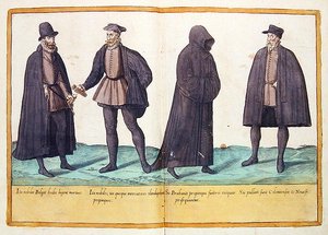 Tizenhatodik századi jelmezek a Kölnben megjelent „Omnium Poene Gentium Imagines”-ből alkotó: Abraham de Bruyn