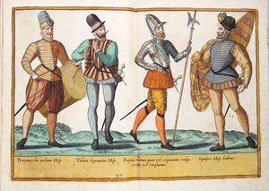 Tizenhatodik századi jelmezek a Kölnben megjelent „Omnium Poene Gentium Imagines”-ből alkotó: Abraham de Bruyn