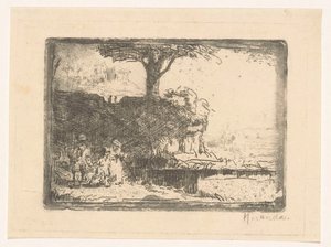Táj három figurával alkotó: Abraham de Miranda (signed by artist)