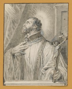 Szent félalakja bal kezében feszülettel alkotó: Abraham van Diepenbeeck