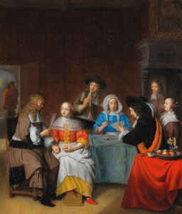 Belső, elegáns társasági játékkártya, 1660-as évek. alkotó: Abraham van Dijck