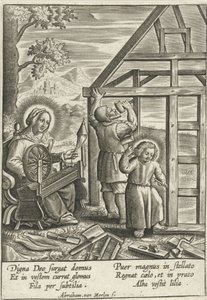 Krisztus segít Józsefnek házat építeni alkotó: Abraham van Merlen