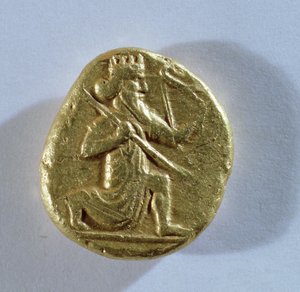 Daric Dariust királyi íjászként ábrázolja (arany) (előlap) alkotó: Achaemenid