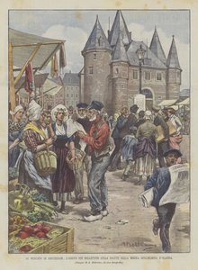 Az amszterdami piacon a Queen Wilhelminian Health Bulletins megérkezik Hollandiába alkotó: Achille Beltrame