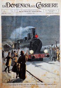 Az új évszázad érkezése, az emberek örömmel fogadják az új évszázadot, Achille Beltrame (1871-1945) illusztrációja a La Domenica del Corriere-ből, január 6.