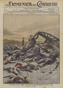 Mint a szinícia, fájdalom és vér között, 1915 újéve, a világ lakosságának fele háborúban áll alkotó: Achille Beltrame