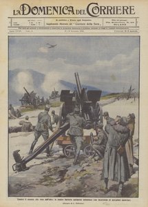A felülről érkező ellenséggel szemben légelhárító ütegeink megállítják az osztrák repülőgépek támadását