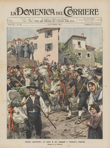 Jellegzetes jelmezek, Romagnai bikák felvonulása Pontecorvóban (Casertában)