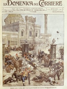 Borítóillusztráció Abdul Hamid szultán ellen Konstantinápolyban elkövetett merényletről alkotó: Achille Beltrame