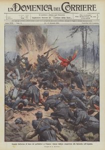 Véres tűzkeresztség Garibaldi katonái által Franciaországban, szurony által meghódított német lövészárok az Argonne-ban