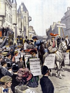 Tüntetések Londonban 1908 szeptemberében alkotó: Achille Beltrame