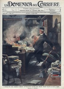 Nápolyi laboratóriumában halt meg Giuseppe Mercalli (1850-1914) olasz szeizmológus és vulkanológus. Achille Beltrame illusztrációja a „” La domenica del corriere””-hez”. 1914. alkotó: Achille Beltrame