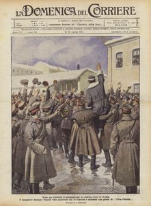 Az Ochta orosz katonáihoz intézett propagandabeszéd után jön Tonelli olasz őrnagy? alkotó: Achille Beltrame