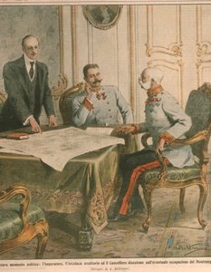 I. Ferenc József, Ausztria császára Montenegró megszállásáról tárgyal, Borítóillusztráció a „La Domenica del Corriere”-ből alkotó: Achille Beltrame