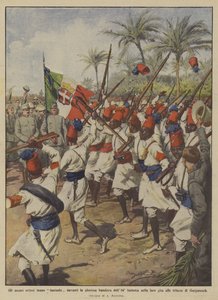 Az eritreai askarik a 84. gyalogság dicsőséges zászlaja előtt fantáziálnak a kiránduláson?