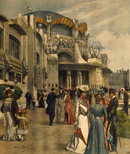 A modern dekoratív művészetek első nemzetközi kiállításának ünnepélyes megnyitója Torinóban, Achille Beltrame (1871-1945), a La Domenica del Corriere-ből, 1902. május alkotó: Achille Beltrame