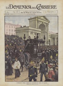 Verdi temetése Milánóban, a felvonulás átjárója a bástyán