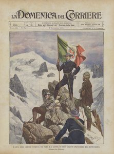 A Duca Degli Abruzzi volt az első, aki augusztus 5-én hódította meg a Mont Blanc egy elérhetetlennek vélt csúcsát. alkotó: Achille Beltrame