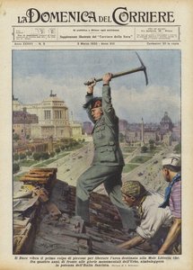 A Duce megrezegteti a csákány első ütését, hogy felszabadítsa a Vakond Littoriának szánt területet, hogy?