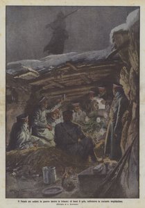 A lövészárkokban háborúzó katonák karácsonya, kint a fagy, a föld alatti állandó rettegés