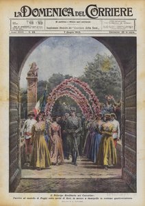 A koronaherceg a Casentinóban, megérkezés Poppi várába, virágívek alatt?