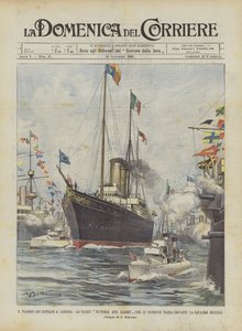 Az uralkodók londoni útja, az őket vezető Victoria és Albert jacht elhalad az angol csapat előtt
