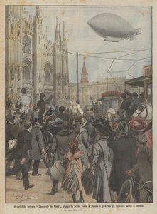A Leonardo da Vinci magánléghajó először érkezik Milánóba, és tapsot sugároz a Dóm felett