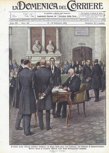 Az olasz katonai győzelem gyümölcse, a békekötés Ausztriával, Saint-Germain kastélyában