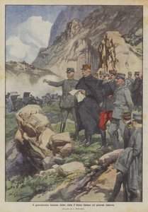 A francia generalissimo Joffre Cadorna tábornokkal együtt az olasz frontra látogat