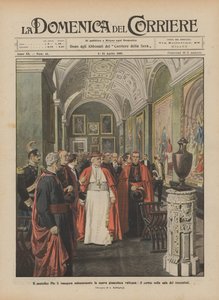Pius pápa ünnepélyesen felavatja az új vatikáni képcsarnokot, a körmenetet a XIV.