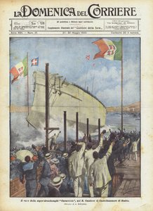 A szuper-dreadnought Caracciolo elindítása az R Cantiere di Castellammare di Stabiában