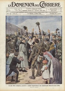 Egy lombard városban közemberek és katonák rögtönöznek egy megrendítő bemutatót a királynak