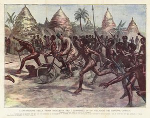 Az első bicikli megjelenése a kannibálok között, egy Bangwa faluban (Afrika)