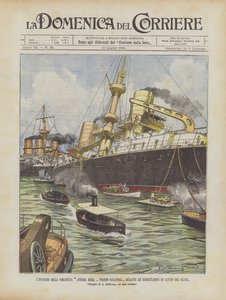 Az Andrea Doria csatahajó partraszállása Gallipoli közelében, a torpedók kilövési gyakorlata közben