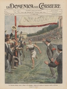Szeptember 27-én Milánóban futott olasz maraton, a győztes érkezése az Arénában kitűzött célba