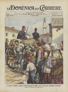 A macedón lázadás, a zavargók holttestét hurcolták a törökök Pei falvai körül? alkotó: Achille Beltrame
