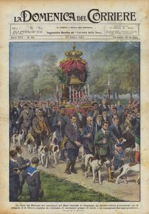 A vadászok védőszentjének ünnepe a Stupinigi királyi kastélyban alkotó: Achille Beltrame